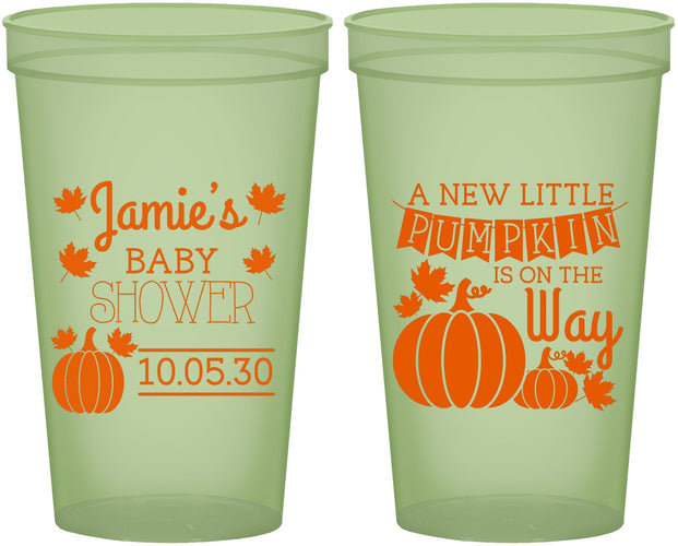 Custom Baby Shower 22 oz Glow In The Dark Cups - Pumpkin On The Way | 90042