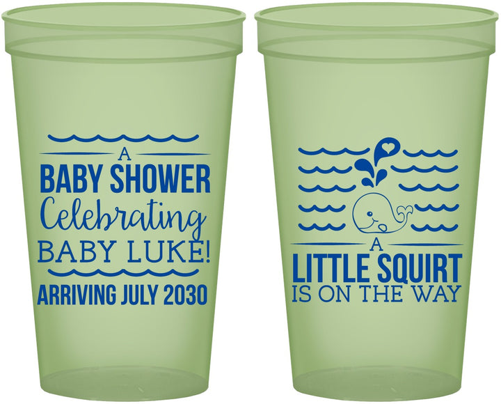Custom Baby Shower 22 oz Glow In The Dark Cups - Little Squirt On The Way | 90043