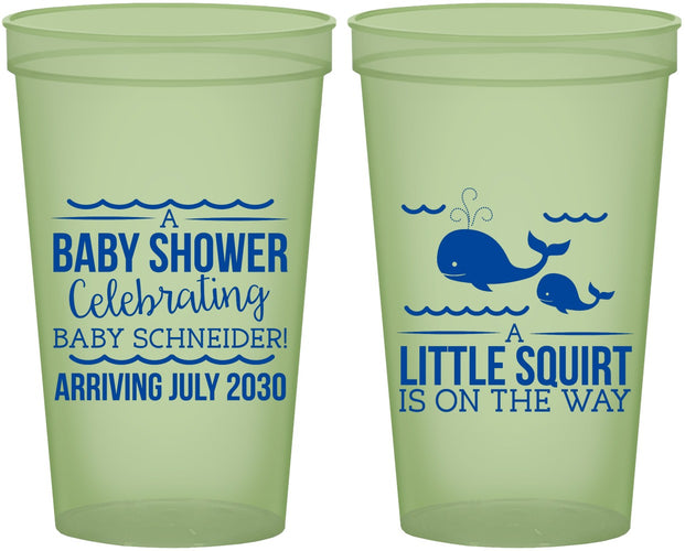 Custom Baby Shower 22 oz Glow In The Dark Cups - Mermaid On Her Way | 90044