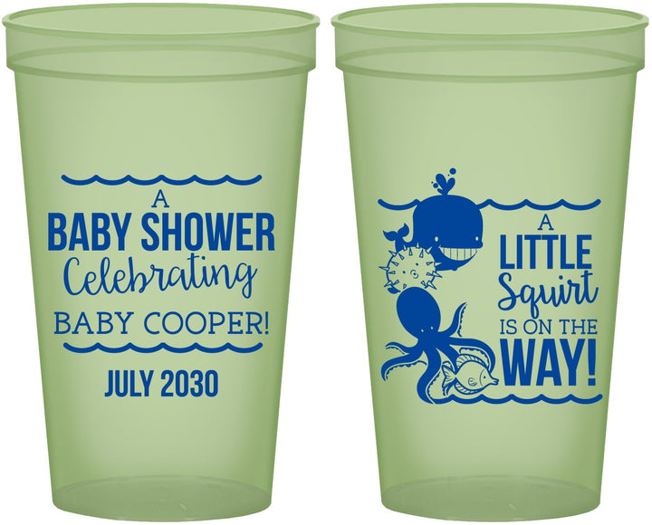 Custom Baby Shower 22 oz Glow In The Dark Cups - Little Squirt On The Way | 90045