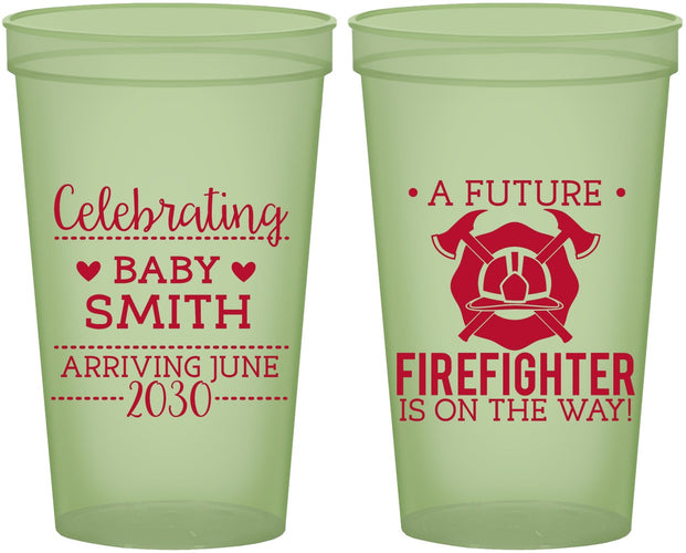 Custom Baby Shower 22 oz Glow In The Dark Cups - Future Firefighter | 90048