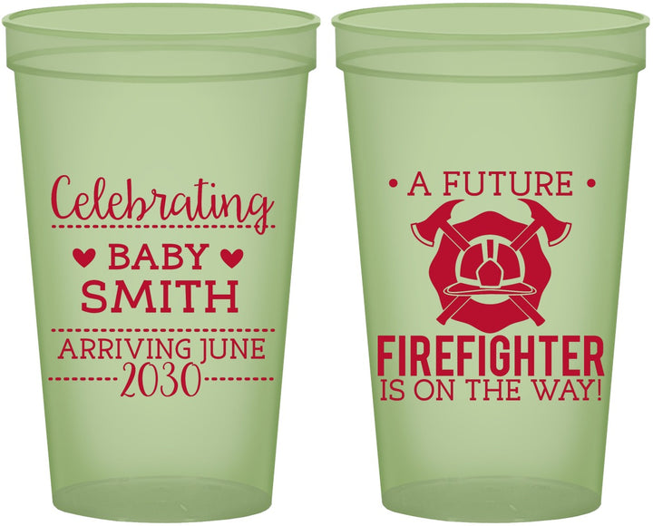 Custom Baby Shower 22 oz Glow In The Dark Cups - Future Firefighter | 90048