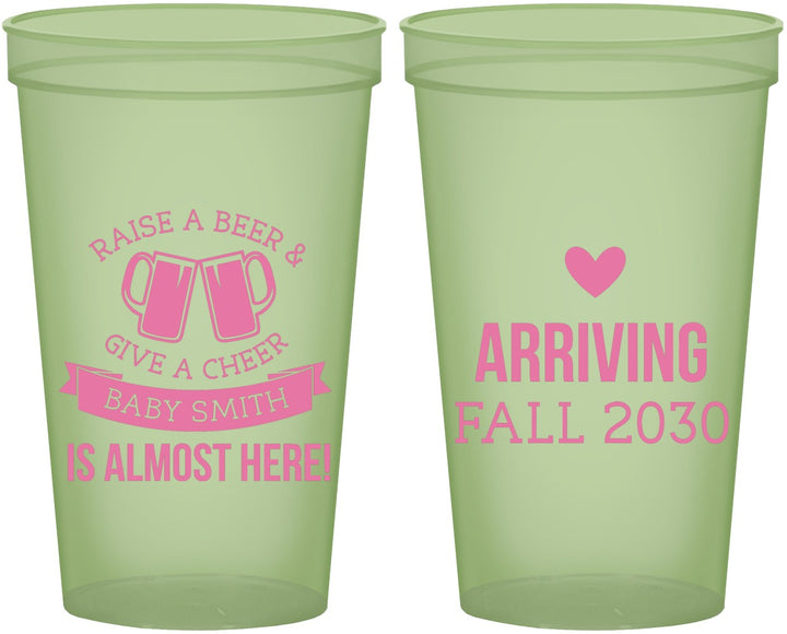 Custom Baby Shower 22 oz Glow In The Dark Cups - Raise A Beer | 90049