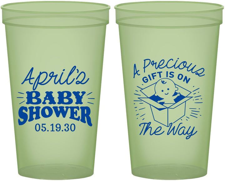Custom Baby Shower 22 oz Glow In The Dark Cups - Precious Gift | 90057