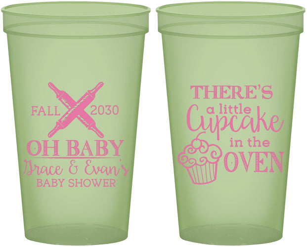 Custom Baby Shower 22 oz Glow In The Dark Cups - Cupcake In The Oven | 90059