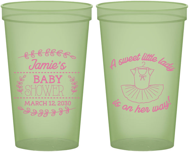 Custom Baby Shower 22 oz Glow In The Dark Cups - Sweet Little Lady | 90061