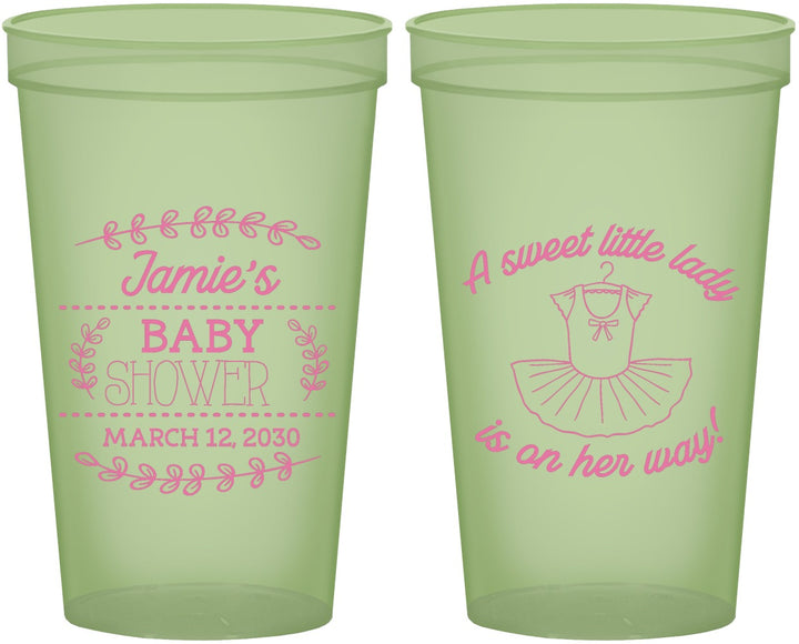 Custom Baby Shower 22 oz Glow In The Dark Cups - Sweet Little Lady | 90061