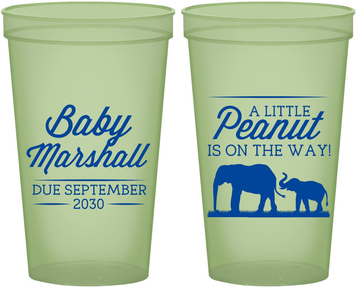 Custom Baby Shower 22 oz Glow In The Dark Cups - Peanut On The Way | 90062