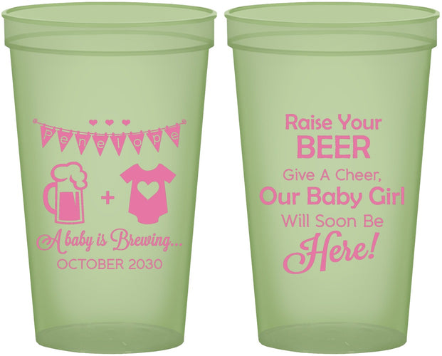 Custom Baby Shower 22 oz Glow In The Dark Cups - Raise Your Beer | 90065