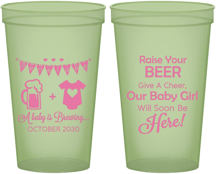 Custom Baby Shower 22 oz Glow In The Dark Cups - Raise Your Beer | 90065