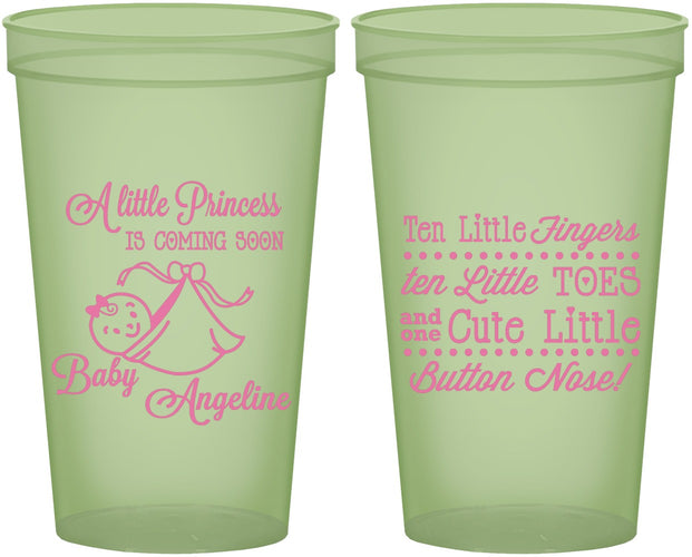 Custom Baby Shower 22 oz Glow In The Dark Cups - Little Princess | 90066