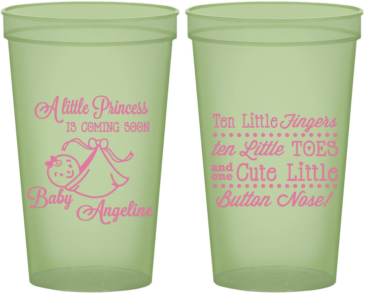 Custom Baby Shower 22 oz Glow In The Dark Cups - Little Princess | 90066