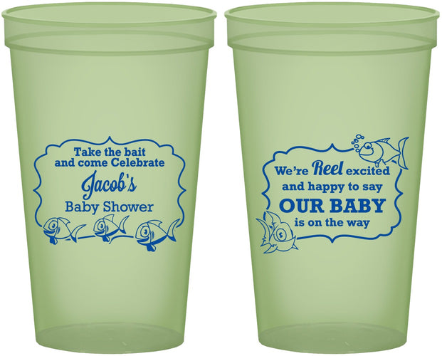Custom Baby Shower 22 oz Glow In The Dark Cups - Fish | 90075