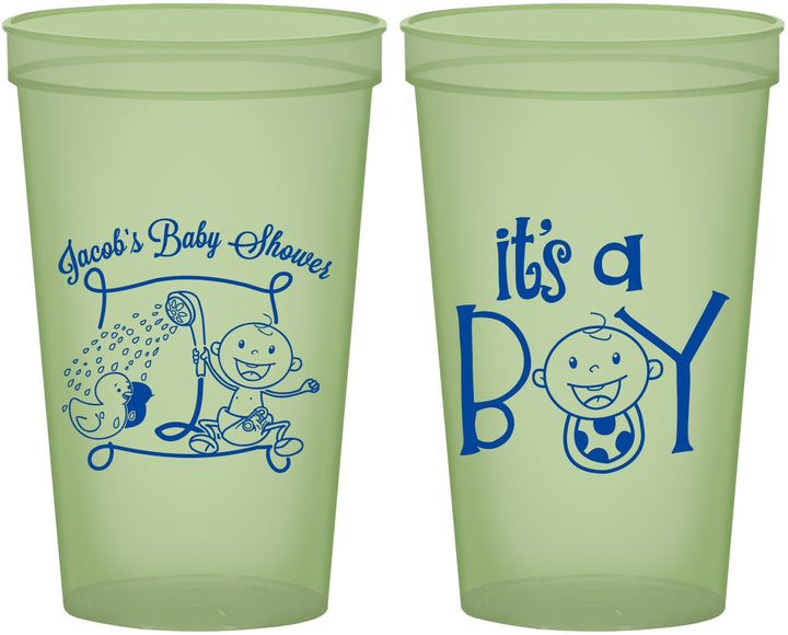 Custom Baby Shower 22 oz Glow In The Dark Cups - It’s A Boy | 90076
