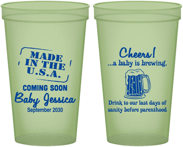 Custom Baby Shower 22 oz Glow In The Dark Cups - Made In The Usa | 90079