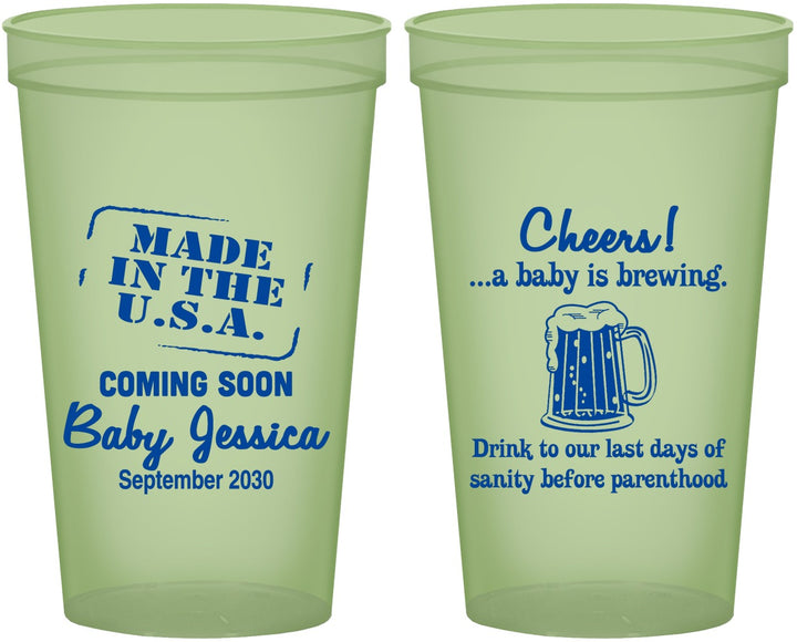 Custom Baby Shower 22 oz Glow In The Dark Cups - Made In The Usa | 90079
