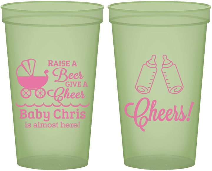 Custom Baby Shower 22 oz Glow In The Dark Cups - Raise A Beer | 90081