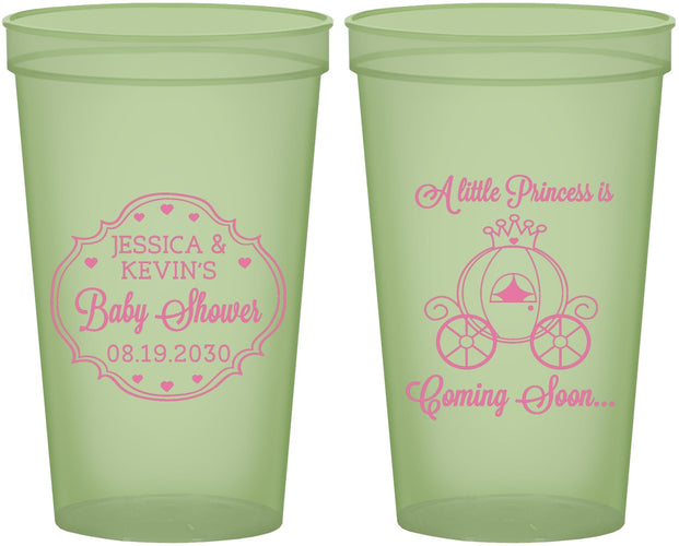 Custom Baby Shower 22 oz Glow In The Dark Cups - Princess Coming Soon | 90085