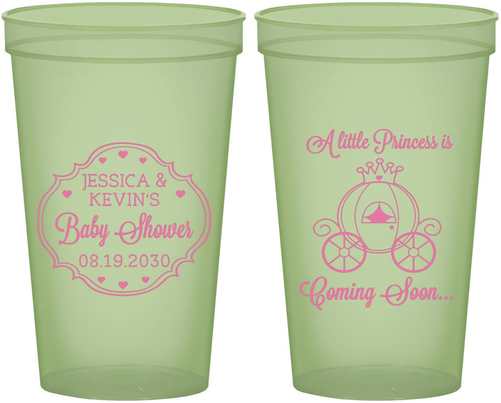 Custom Baby Shower 22 oz Glow In The Dark Cups - Princess Coming Soon | 90085