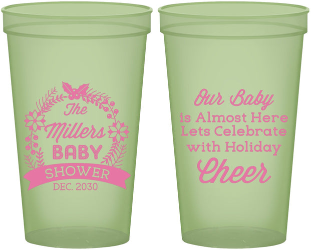 Custom Baby Shower 22 oz Glow In The Dark Cups - Holiday | 90086