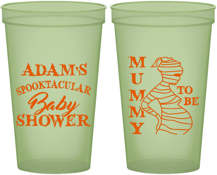 Custom Baby Shower 22 oz Glow In The Dark Cups - Mummy To Be Halloween | 90087