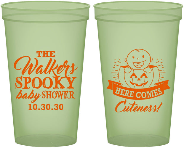 Custom Baby Shower 22 oz Glow In The Dark Cups - Cuteness Halloween | 90089