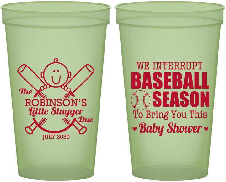 Custom Baby Shower 22 oz Glow In The Dark Cups - Baseball | 90090