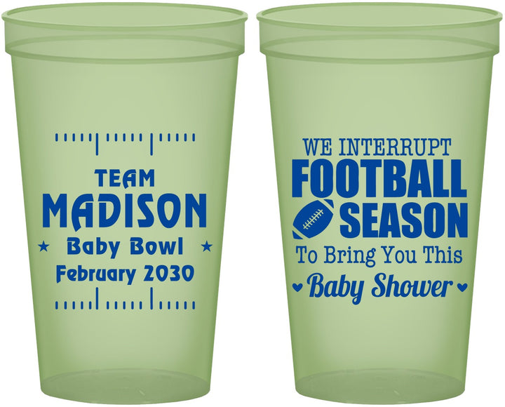Custom Baby Shower 22 oz Glow In The Dark Cups - Football | 90091