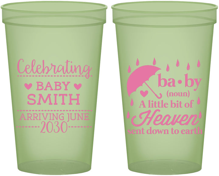 Custom Baby Shower 22 oz Glow In The Dark Cups - Little Bit Of Heaven | 90095