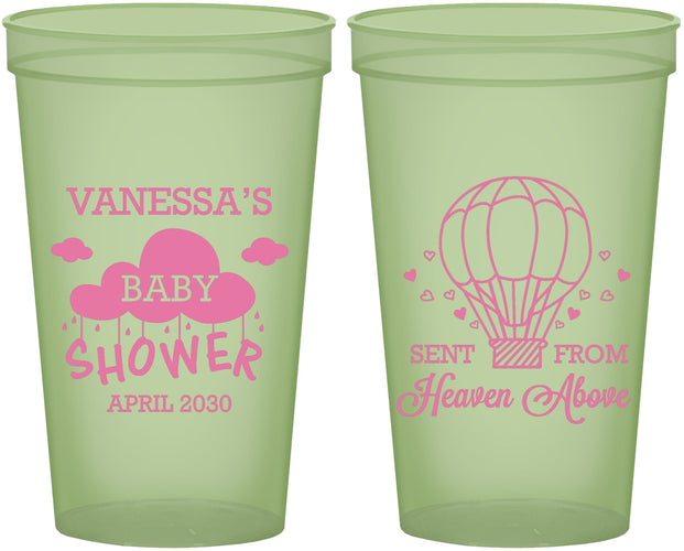 Custom Baby Shower 22 oz Glow In The Dark Cups - Hot Air Balloon | 90097