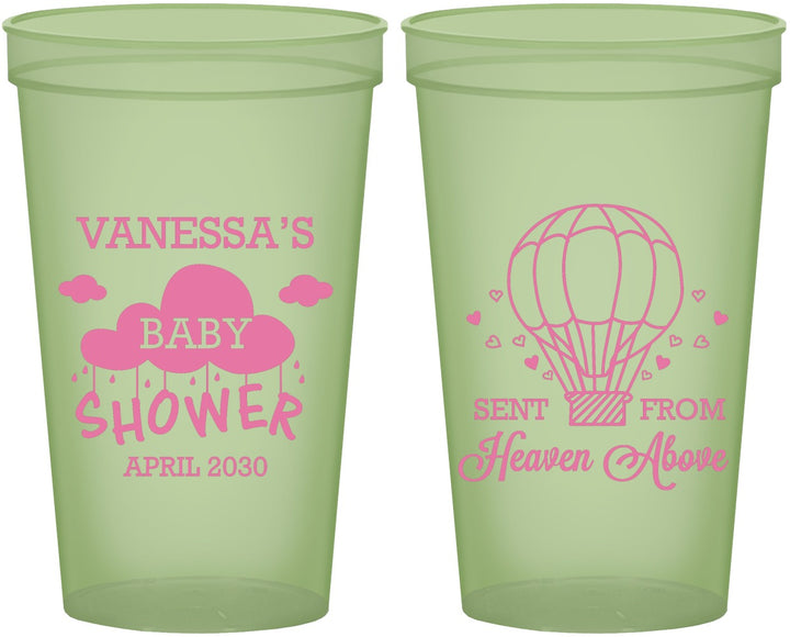 Custom Baby Shower 22 oz Glow In The Dark Cups - Hot Air Balloon | 90097