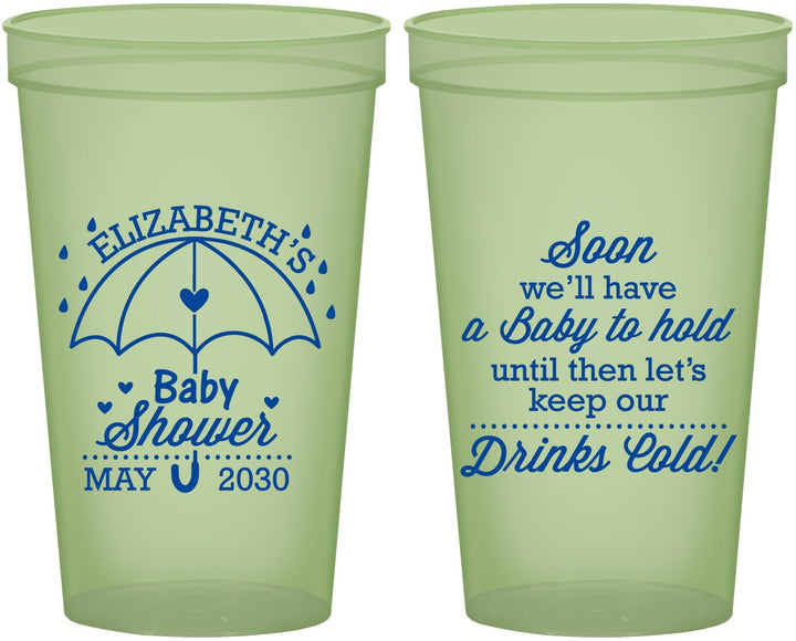 Custom Baby Shower 22 oz Glow In The Dark Cups - April Showers May Babies | 90098