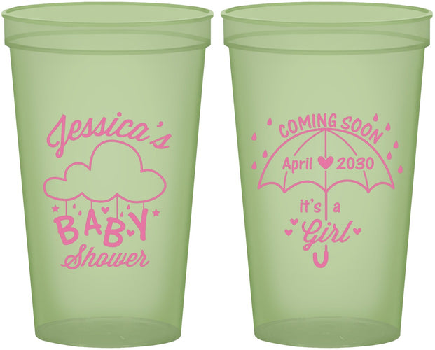 Custom Baby Shower 22 oz Glow In The Dark Cups - April Showers May Babies | 90099