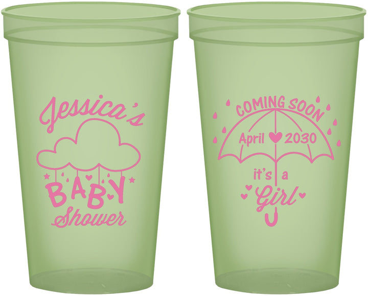 Custom Baby Shower 22 oz Glow In The Dark Cups - April Showers May Babies | 90099