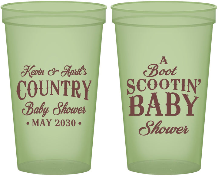 Custom Baby Shower 22 oz Glow In The Dark Cups - Boot Scootin | 90100