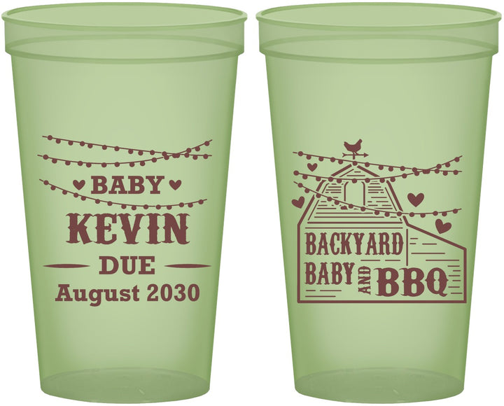 Custom Baby Shower 22 oz Glow In The Dark Cups - Baby And Bbq | 90101