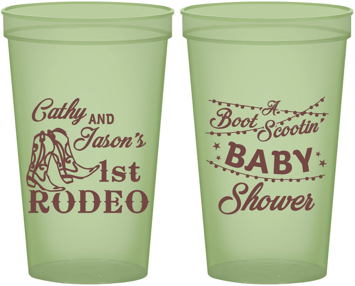 Custom Baby Shower 22 oz Glow In The Dark Cups - Rodeo Boot Scootin | 90103