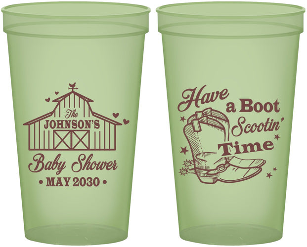 Custom Baby Shower 22 oz Glow In The Dark Cups - Farm Country | 90107