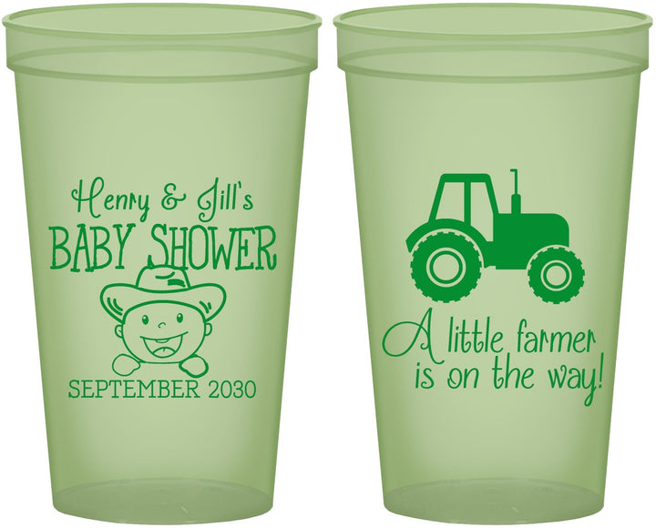 Custom Baby Shower 22 oz Glow In The Dark Cups - Little Farmer | 90108