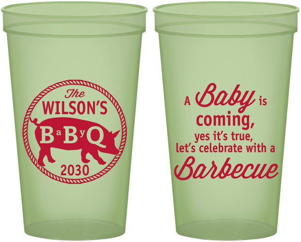 Custom Baby Shower 22 oz Glow In The Dark Cups - Bbq | 90110