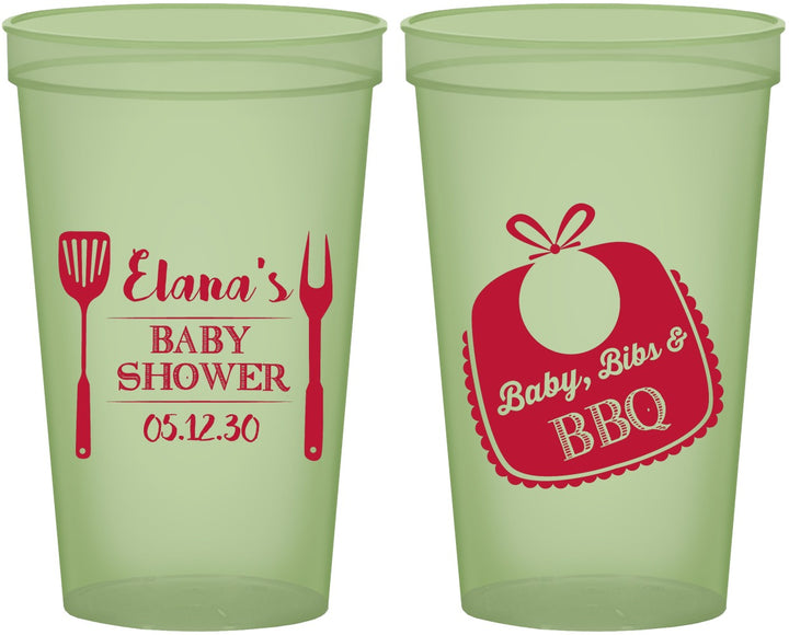 Custom Baby Shower 22 oz Glow In The Dark Cups - Beers Bbq Babies | 90114