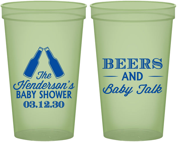 Custom Baby Shower 22 oz Glow In The Dark Cups - Beers And Baby Talk | 90117
