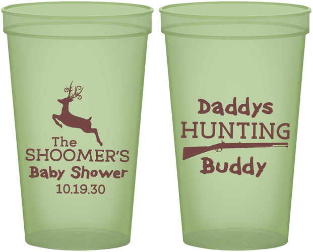 Custom Baby Shower 22 oz Glow In The Dark Cups - Hunting Deer | 90118