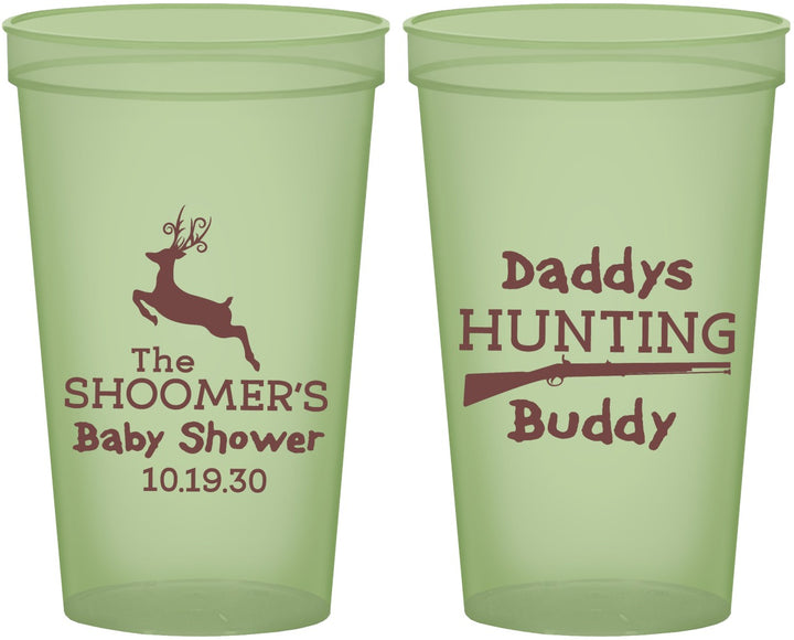 Custom Baby Shower 22 oz Glow In The Dark Cups - Hunting Deer | 90118