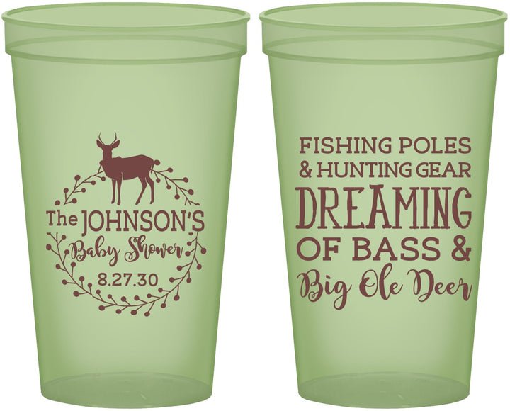 Custom Baby Shower 22 oz Glow In The Dark Cups - Fishing Hunting | 90119