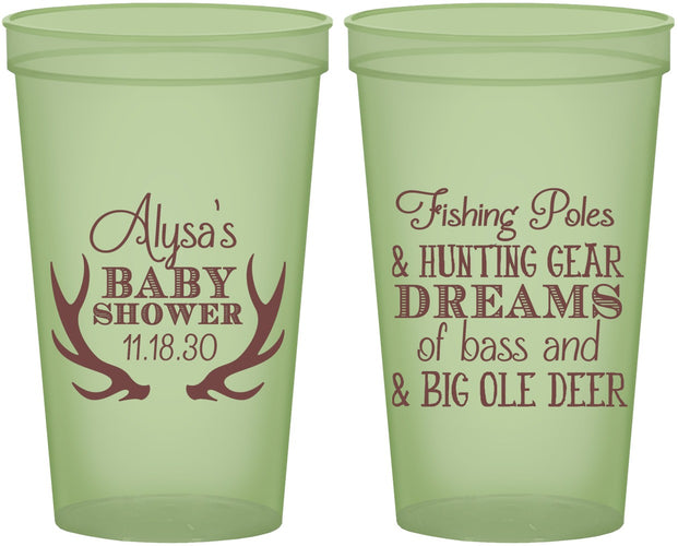 Custom Baby Shower 22 oz Glow In The Dark Cups - Bass Deer | 90120