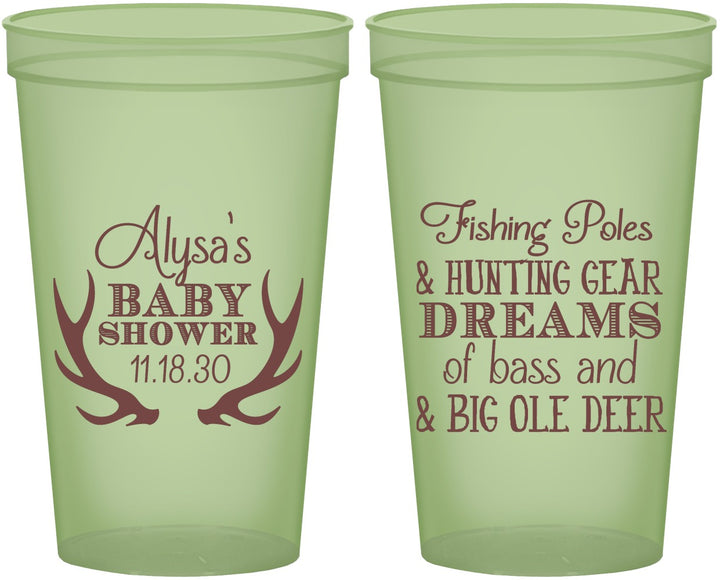 Custom Baby Shower 22 oz Glow In The Dark Cups - Bass Deer | 90120