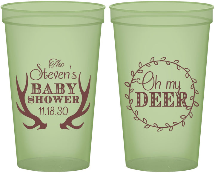 Custom Baby Shower 22 oz Glow In The Dark Cups - Oh My Deer Christmas | 90121