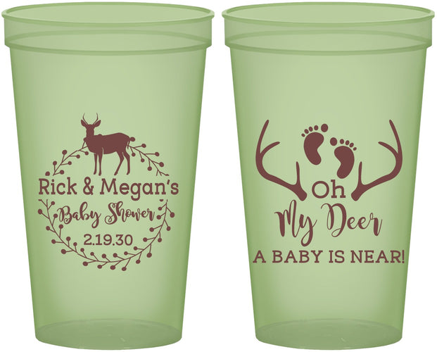 Custom Baby Shower 22 oz Glow In The Dark Cups - Oh My Deer | 90123