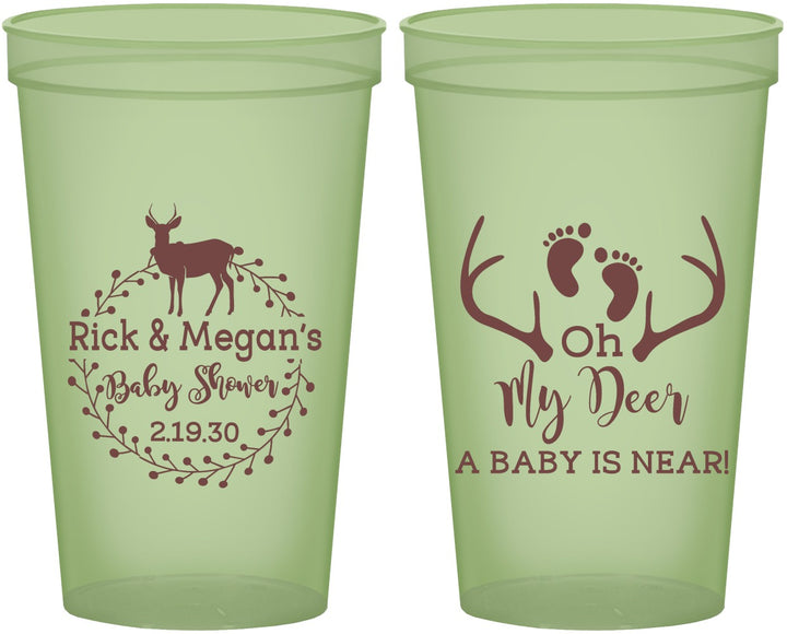 Custom Baby Shower 22 oz Glow In The Dark Cups - Oh My Deer | 90123